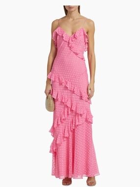 NWT Love Shack Fancy Size 2 Rialto Maxi Dress Carnation Pink Hearts